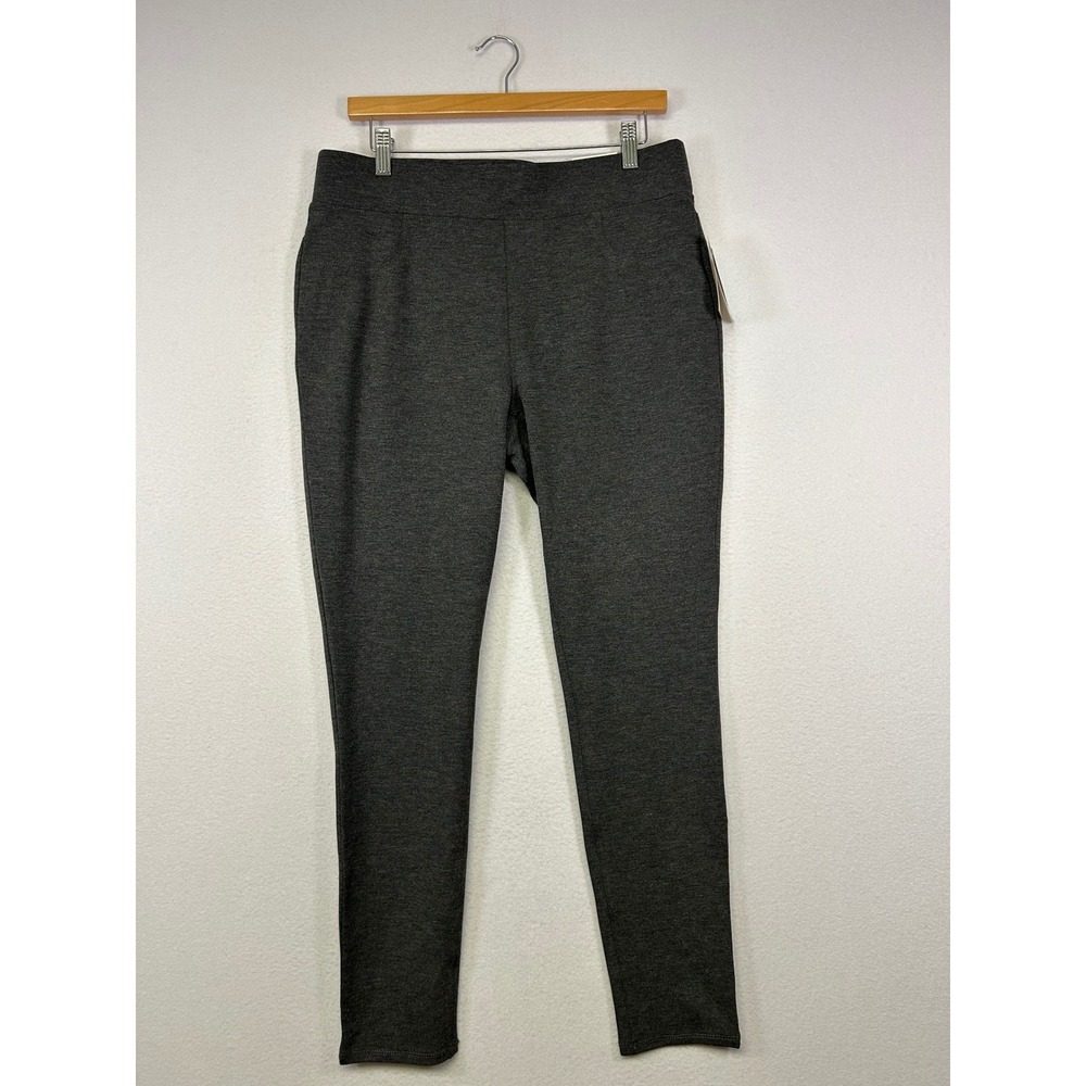 Dark Academia St Johns Bay Womens Large Gray Comfort Stretch Skinny Leggings NEW